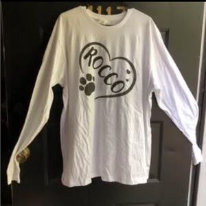 White Long Sleeve Shirt with Heart and Paw Print